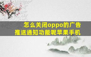 怎么关闭oppo的广告推送通知功能呢苹果手机