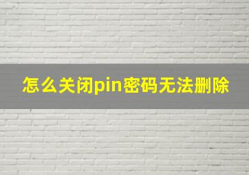 怎么关闭pin密码无法删除