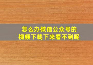 怎么办微信公众号的视频下载下来看不到呢