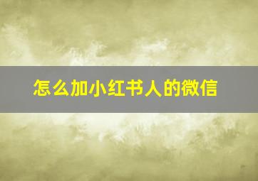 怎么加小红书人的微信