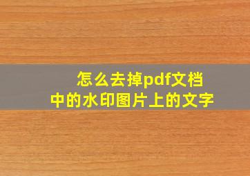 怎么去掉pdf文档中的水印图片上的文字