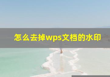 怎么去掉wps文档的水印