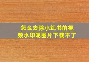 怎么去除小红书的视频水印呢图片下载不了