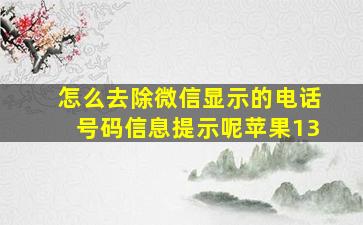 怎么去除微信显示的电话号码信息提示呢苹果13