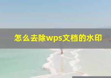 怎么去除wps文档的水印