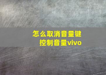 怎么取消音量键控制音量vivo