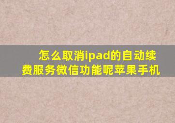 怎么取消ipad的自动续费服务微信功能呢苹果手机