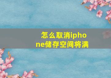 怎么取消iphone储存空间将满