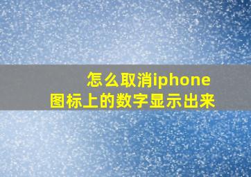 怎么取消iphone图标上的数字显示出来