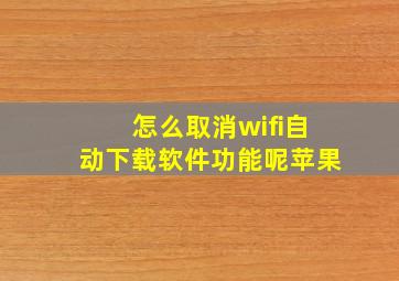 怎么取消wifi自动下载软件功能呢苹果