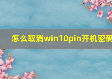 怎么取消win10pin开机密码