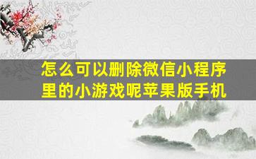 怎么可以删除微信小程序里的小游戏呢苹果版手机