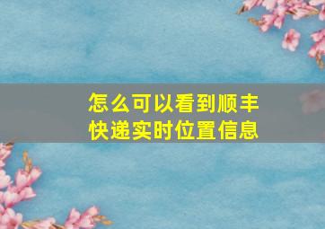 怎么可以看到顺丰快递实时位置信息