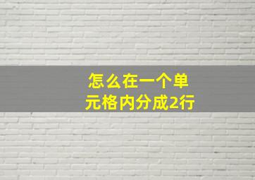 怎么在一个单元格内分成2行