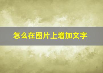 怎么在图片上增加文字