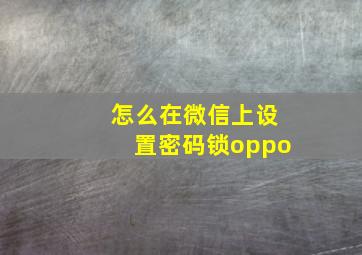 怎么在微信上设置密码锁oppo