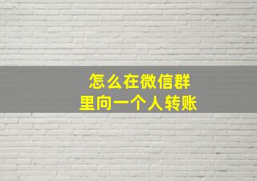 怎么在微信群里向一个人转账