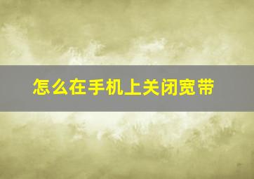 怎么在手机上关闭宽带