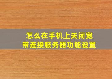 怎么在手机上关闭宽带连接服务器功能设置