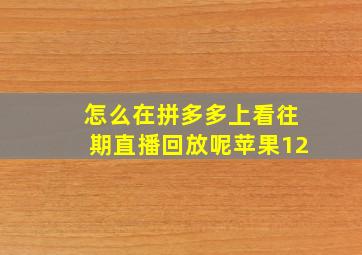 怎么在拼多多上看往期直播回放呢苹果12