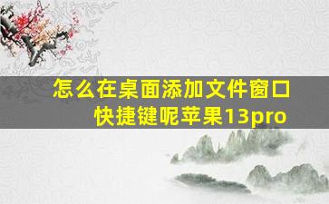 怎么在桌面添加文件窗口快捷键呢苹果13pro