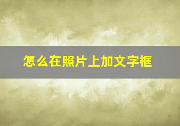 怎么在照片上加文字框