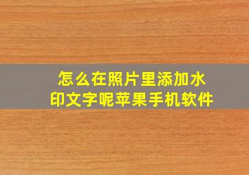 怎么在照片里添加水印文字呢苹果手机软件