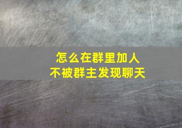 怎么在群里加人不被群主发现聊天