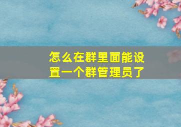 怎么在群里面能设置一个群管理员了