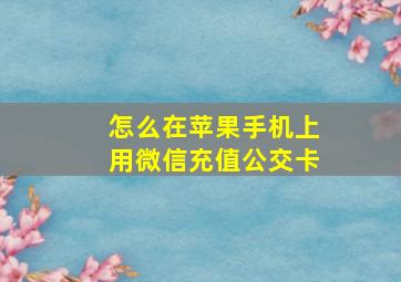 怎么在苹果手机上用微信充值公交卡