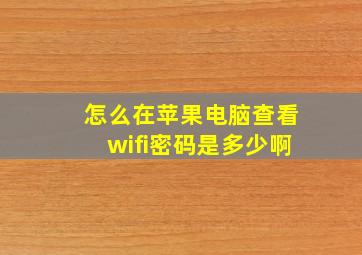 怎么在苹果电脑查看wifi密码是多少啊