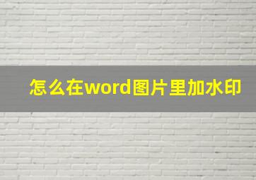 怎么在word图片里加水印