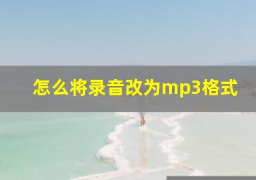 怎么将录音改为mp3格式