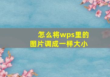 怎么将wps里的图片调成一样大小