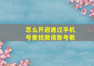 怎么开启通过手机号查找微信账号呢