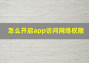 怎么开启app访问网络权限