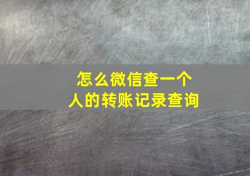 怎么微信查一个人的转账记录查询