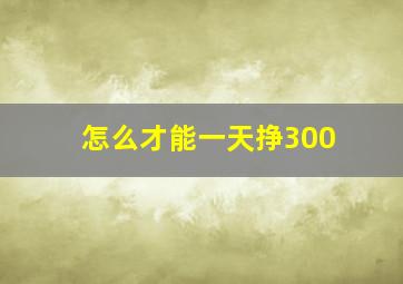 怎么才能一天挣300