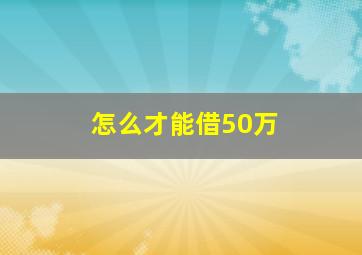 怎么才能借50万