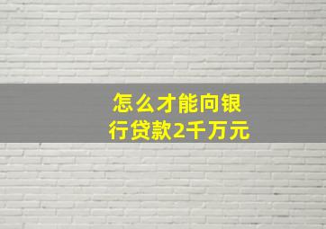 怎么才能向银行贷款2千万元