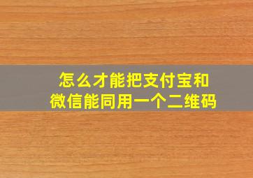 怎么才能把支付宝和微信能同用一个二维码