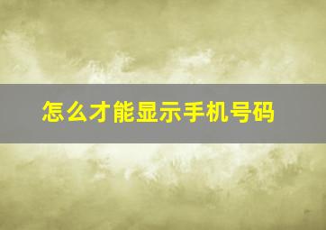 怎么才能显示手机号码