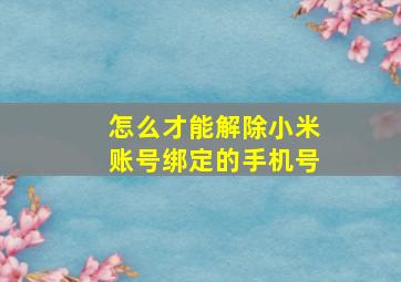 怎么才能解除小米账号绑定的手机号