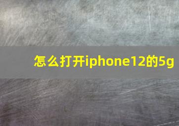 怎么打开iphone12的5g