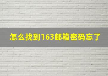 怎么找到163邮箱密码忘了