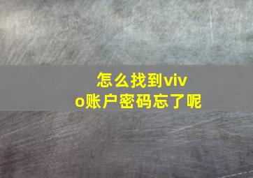 怎么找到vivo账户密码忘了呢