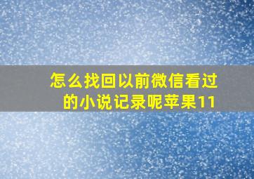 怎么找回以前微信看过的小说记录呢苹果11