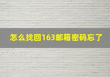 怎么找回163邮箱密码忘了