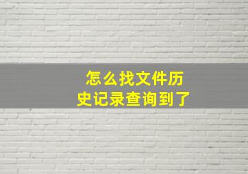 怎么找文件历史记录查询到了