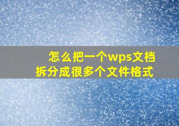 怎么把一个wps文档拆分成很多个文件格式